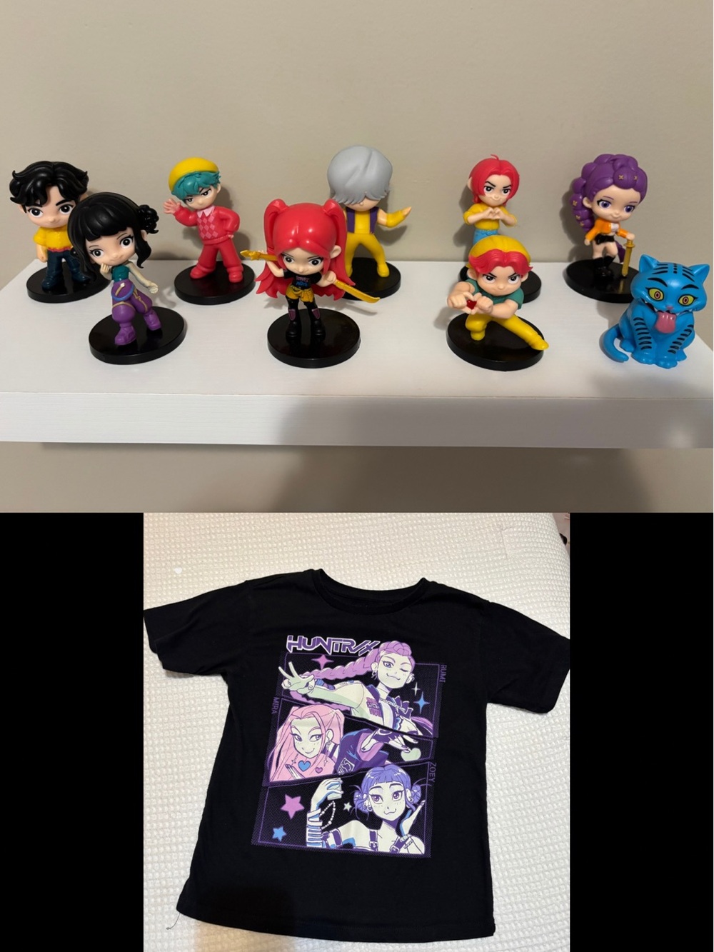 K-Pop Demon Hunters T-Shirt (Size 6/7) & 9 Figures Bundle